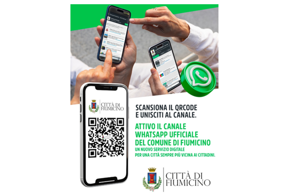 Nasce il canale WhatsApp ufficiale “Comune di Fiumicino – Informazioni”