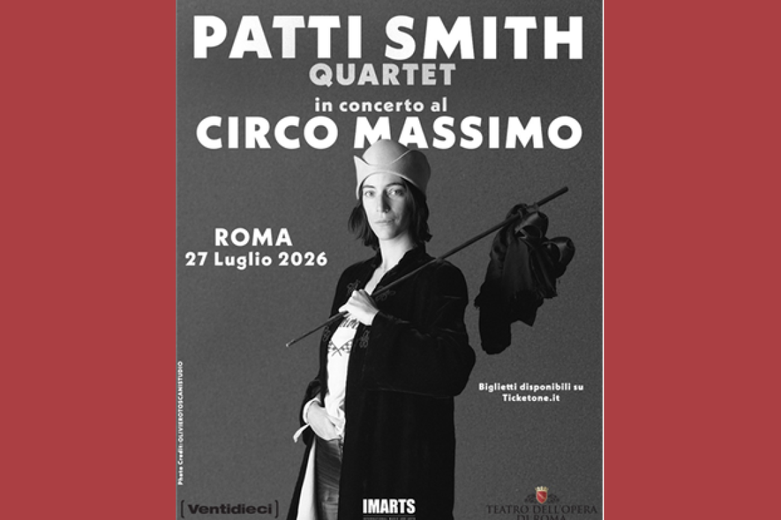 Patti Smith torna in torna in Italia in occasione del suo 80esimo compleanno -  27 luglio 2026 Circo Massimo, Roma 