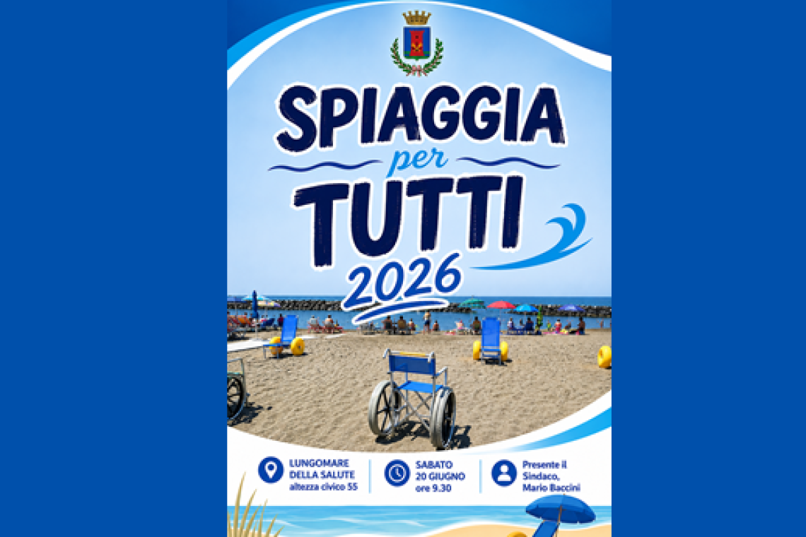 Fiumicino, sabato 20 giugno inaugura la "Spiaggia per Tutti 2026"